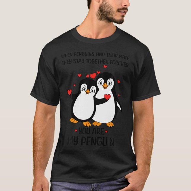 Camiseta Casal Pinguin Lover Corações Corações Felizes Val (Frente)