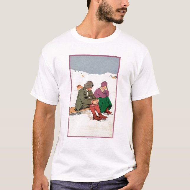 Camiseta Casal que toma uma ruptura do patinagem no gelo (Frente)