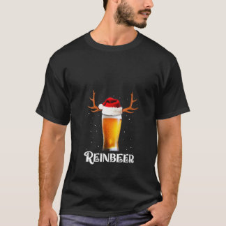 Camiseta Casal Rena de Chapéu de Papai Noel Winedeer Reinbe