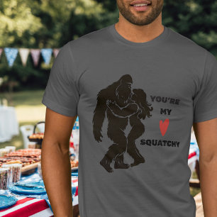 Camiseta Casal Romântico BigFoot Engraçado “Você é Meu Squa