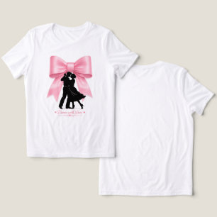 Camiseta Casal Romântico Laço Rosa Dança Com Amor