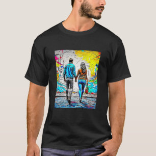 Camiseta Casal Segurando Mãos Arte Urbana
