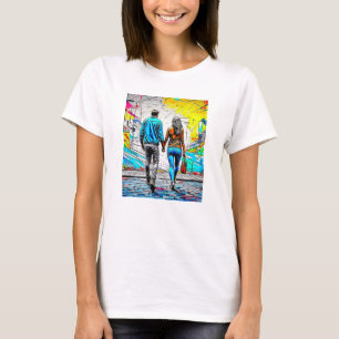 Camiseta Casal Segurando Mãos Arte Urbana