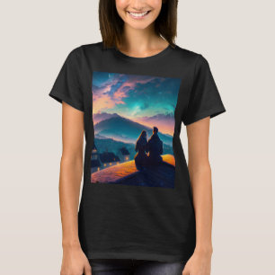 Camiseta Casal Sentado No Telhado