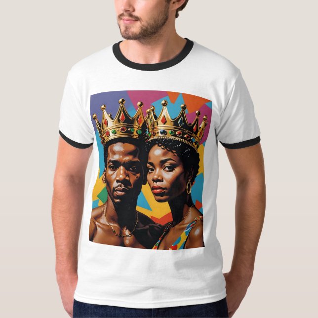 Camiseta Casal T-Shirt Real Black King Queen (Frente)