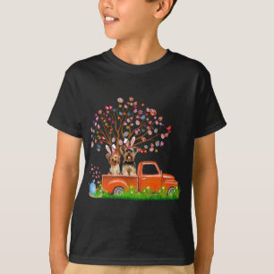 Camiseta Casal Yorkin Cão Vermelho Caminhão Coelho Ovo Árvo