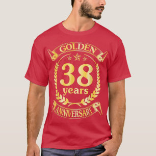 Camiseta Casamento Casado Dourado 38 Anos de Aniversário Pa