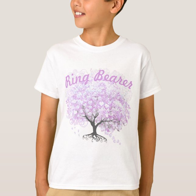 Camiseta Casamento com aves da Lavanda de folha de coração (Frente)