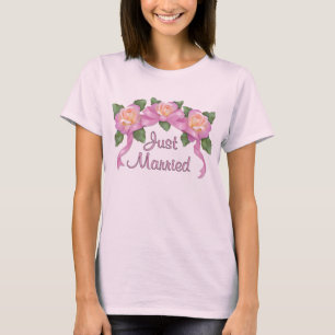 Camiseta Casamento com Fita rosa - Recem casados