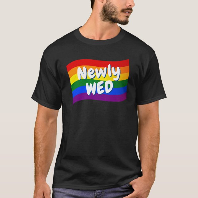 Camiseta Casamento com o gay do recem casados do Rainbow Fl (Frente)