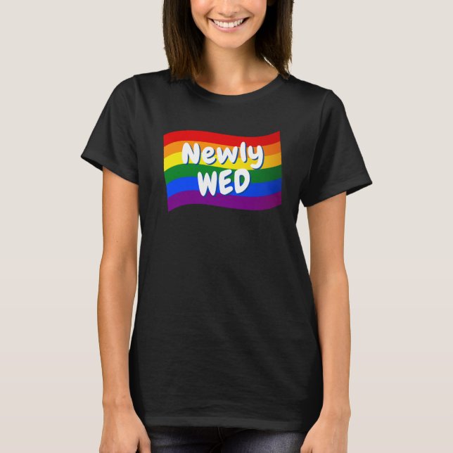 Camiseta Casamento com o gay do recem casados do Rainbow Fl (Frente)