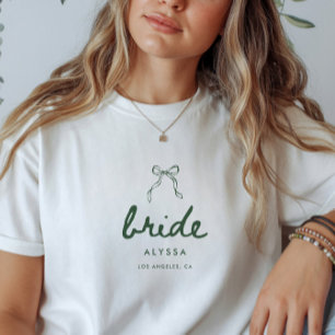 Camiseta Casamento Coquette Verde Moderno Nome da Noiva Per