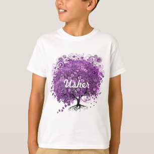 Camiseta Casamento da Árvore de Folha de Coração Roxo da Fl