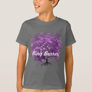 Camiseta Casamento da Árvore de Folha de Coração Roxo da Fl