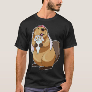 Camiseta Casamento da Flor do Beaver Bride