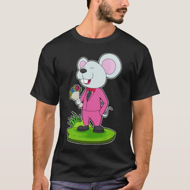 Camiseta Casamento da Flor do Mouse Groom (Frente)