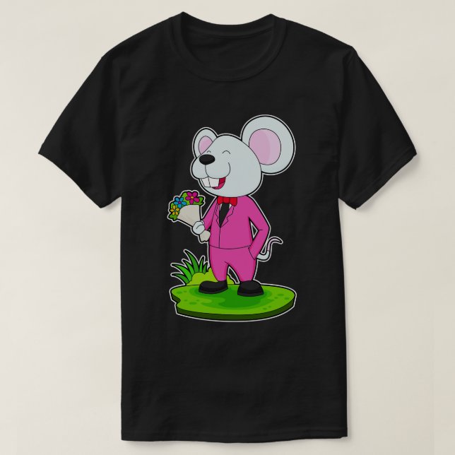 Camiseta Casamento da Flor do Mouse Groom (Frente do Design)