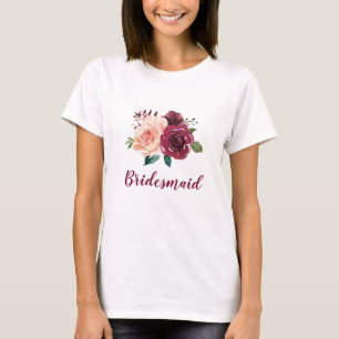 Camiseta Casamento de Rosa de Borgonha Rosa-Rosa-Rosa-Blush