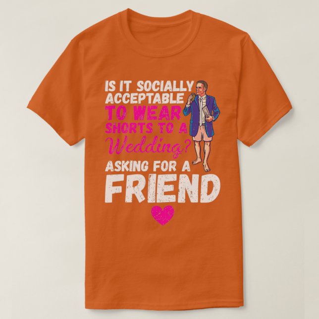 Camiseta Casamento de Shorts Vestindo Noiva de Festa de Com (Frente do Design)