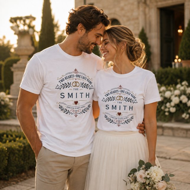 Camiseta Casamento de Sobrenome Personalizado (Criador carregado)