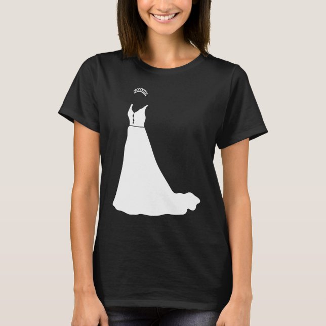 Camiseta Casamento de vestido branco e preto (Frente)