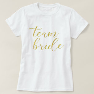 Camiseta Casamento Dourado de noiva da equipe Glitter