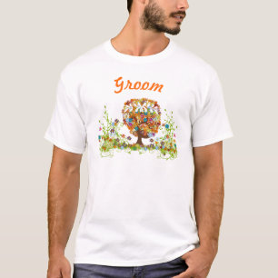 Camiseta Casamento Encantado do Groom do Branch do Lado da