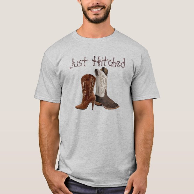 Camiseta casamento entre botas de cowboy ocidentais (Frente)