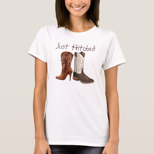 Camiseta casamento entre botas de cowboy ocidentais (Frente)