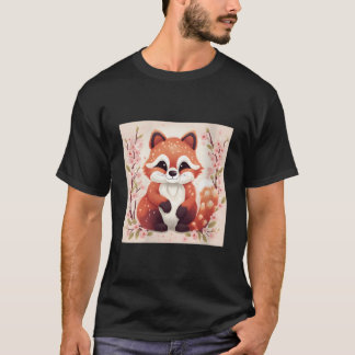 Camiseta Casamento Feito no Céu Pandas Vermelhos e Flor de