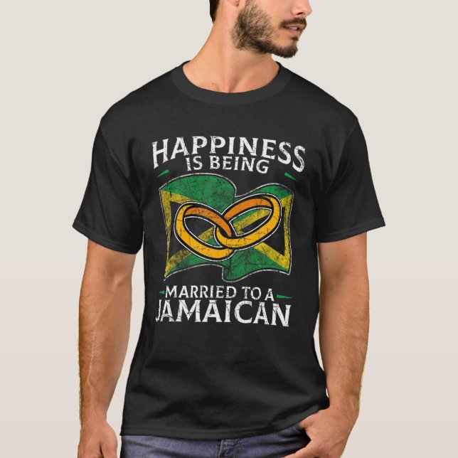 Camiseta Casamento jamaicano Jamaica Married Heritage Flag  (Frente)