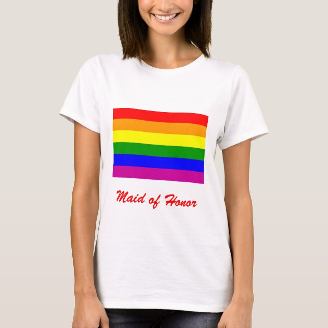 Camiseta Casamento madrinha de casamento/Orgulho Arco-Íris (Frente)