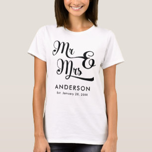Camiseta Casamento ou Aniversário Sr. e Sra. Seu Sobrenome