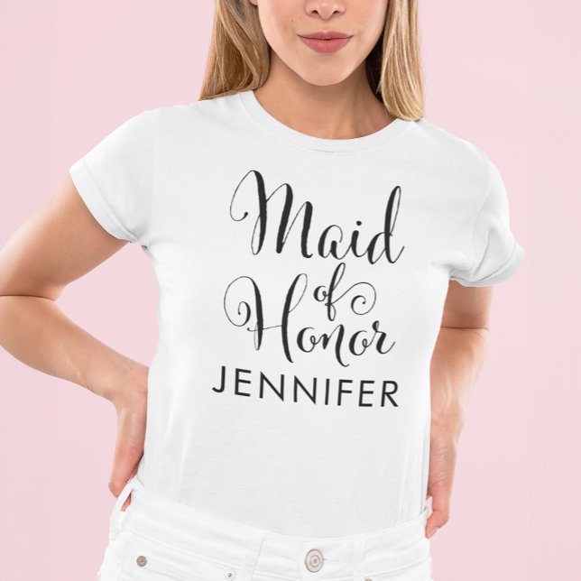 Camiseta Casamento Personalizado de Script Moderno Preto ma (Criador carregado)