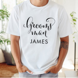 Camiseta Casamento Personalizado de Script Preto do padrinh