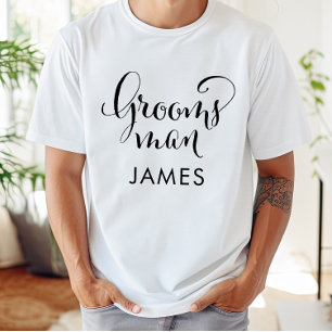 Camiseta Casamento Personalizado de Script Preto do padrinh