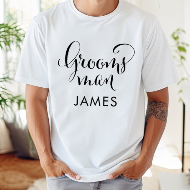 Camiseta Casamento Personalizado de Script Preto do padrinh (Criador carregado)