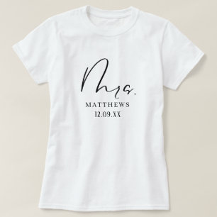 Camiseta Casamento Personalizado do Script Moderno Negro Ne