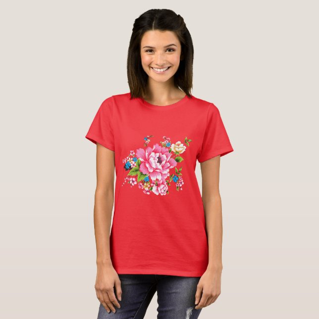 Camiseta Casamento Pink Peony bando de flores (Frente Completa)