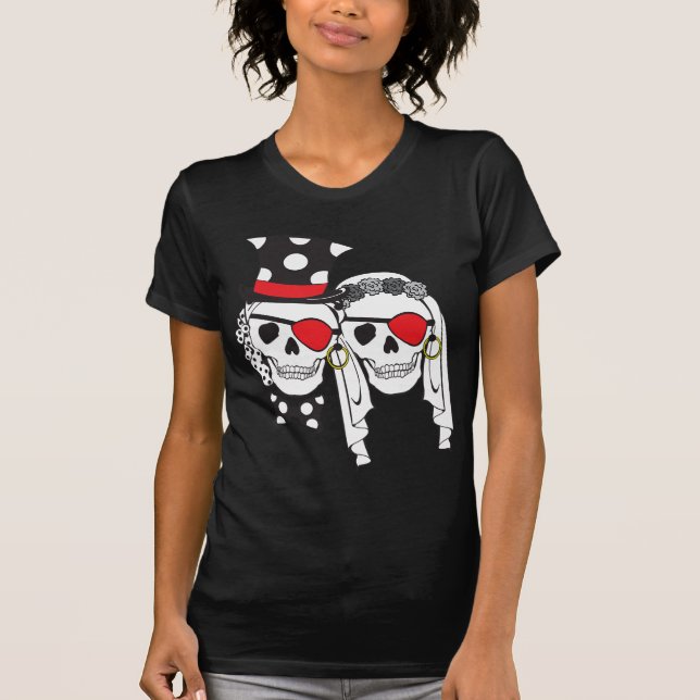 Camiseta Casamento Pirata de Preto a Escuro (Frente)