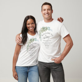 Camiseta Casamento Rústico Aquarela Eucalipto Verde Suave