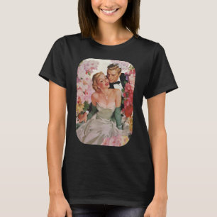 Camiseta Casamento Vintage, Recém-casados Noiva e Noivo Ret