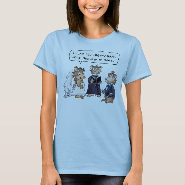 Camiseta Casamento Vows Hamsters Cartoon Custom T-Shirt (Frente)