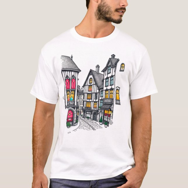 Camiseta Casas com janelas brilhantes (Frente)