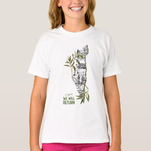 Camiseta Casas dentro do mapa, abraçadas por ramos de olive