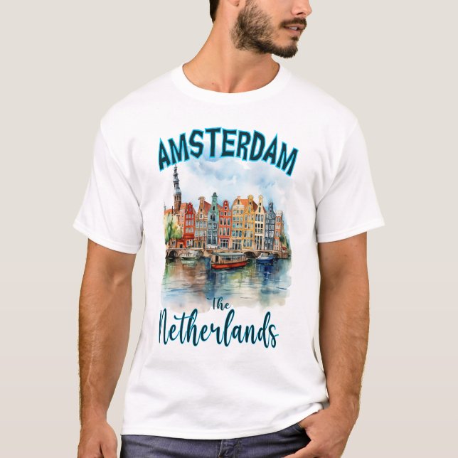 Camiseta Casas do Canal em Amsterdã: Países Baixos (Frente)