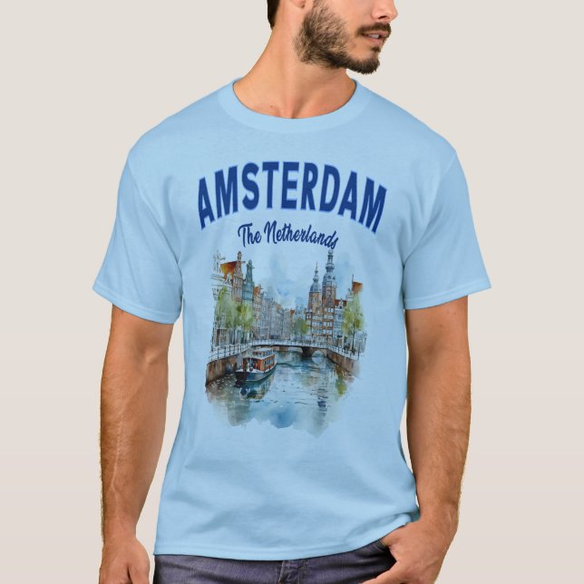 Camiseta Casas do Canal em Amsterdã: Países Baixos (Frente)