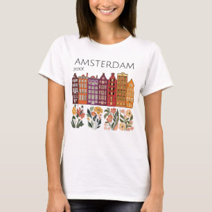 Camiseta Casas do Canal Floral de Amsterdã
