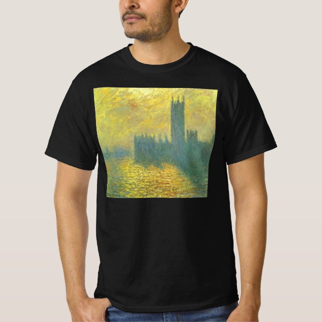Camiseta Casas do Parlamento, Stormy Sky, por Claude Monet (Frente)
