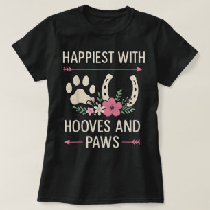 Camiseta Cascos Patas Florais Cavalo Cachorro Vida no Celei